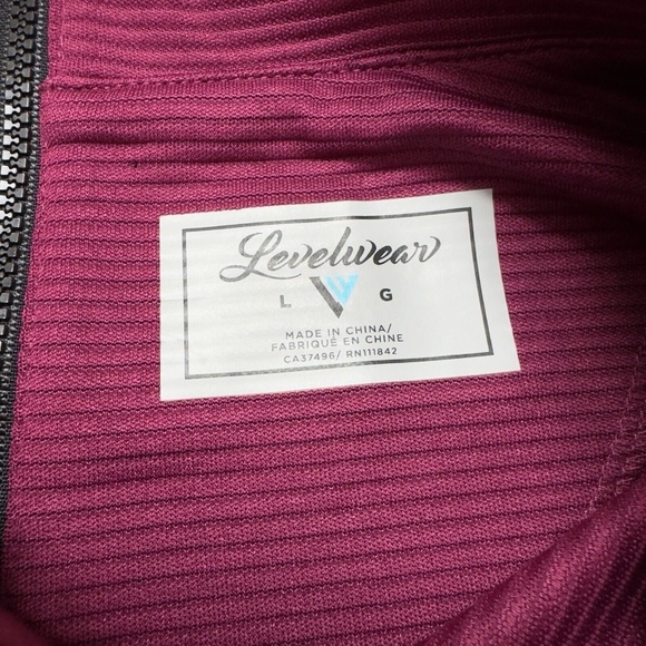 Leveler The Chase Women's Large Burgundy Mock Neck Long Sleeve Ribbed Top - Picture 10 of 15